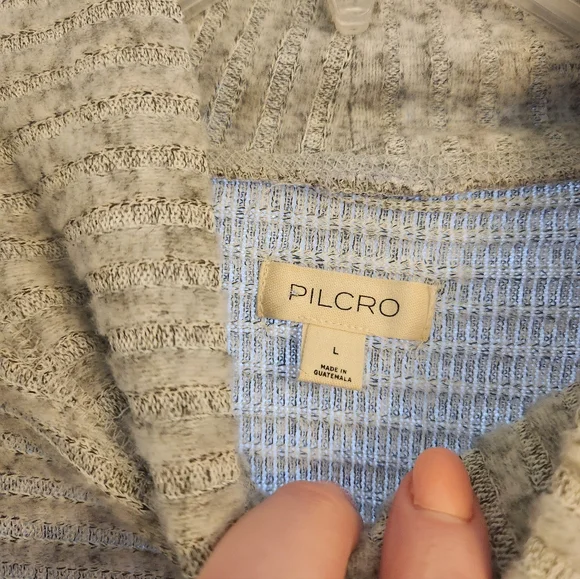 Anthropologie Pilcro Womens Heather Grey Ribbed Crop Mock Neck Sweater Large L - Picture 2 of 5